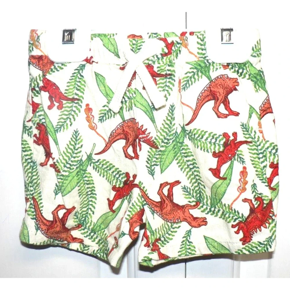 Old Navy Baby Boy Printed Double Weave Shirt and Shorts Set Dinosaur Print 6-12M